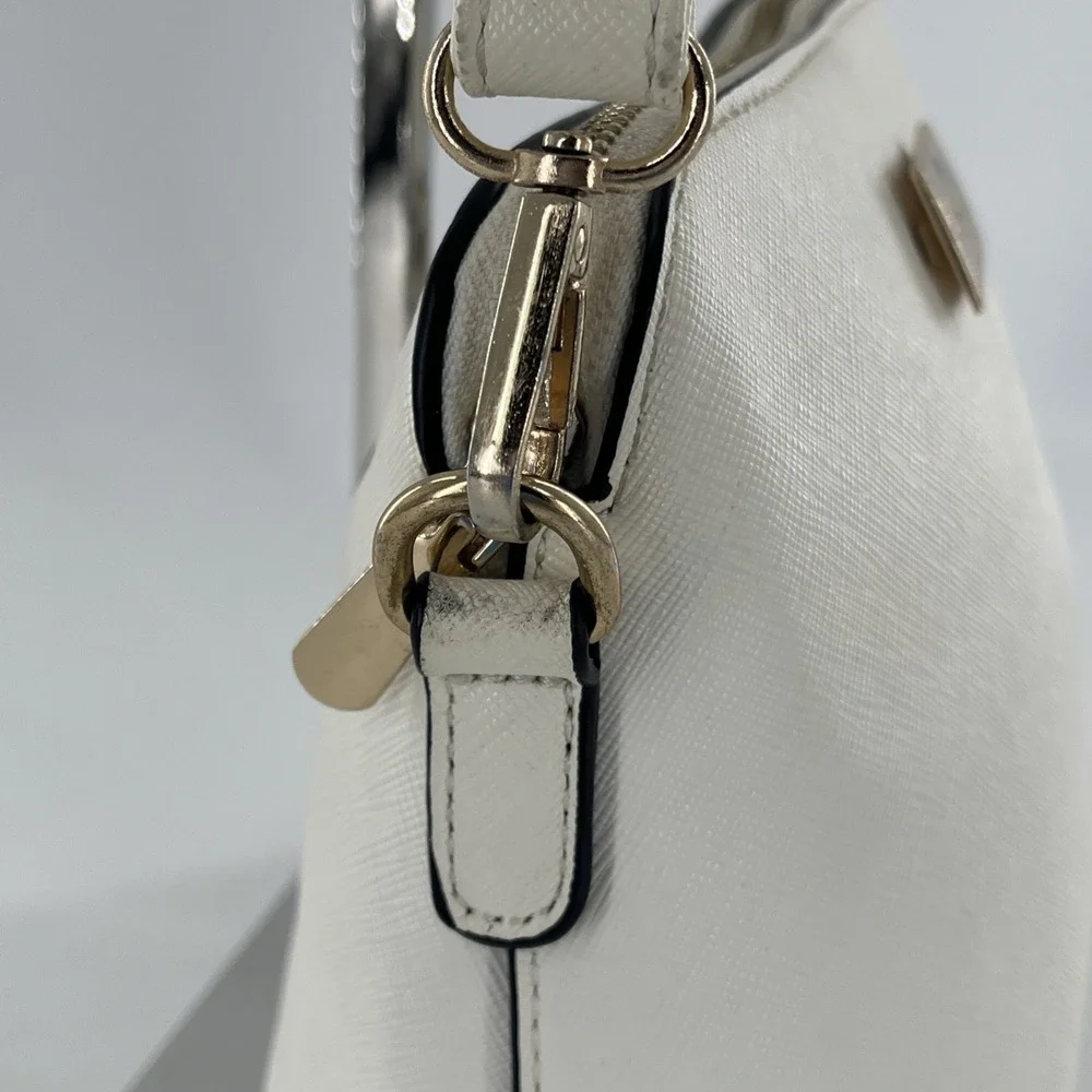 Kate Spade Zip Dome Jeanne Crossbody Saffiano Leather Meringue Cream Ivory Strap